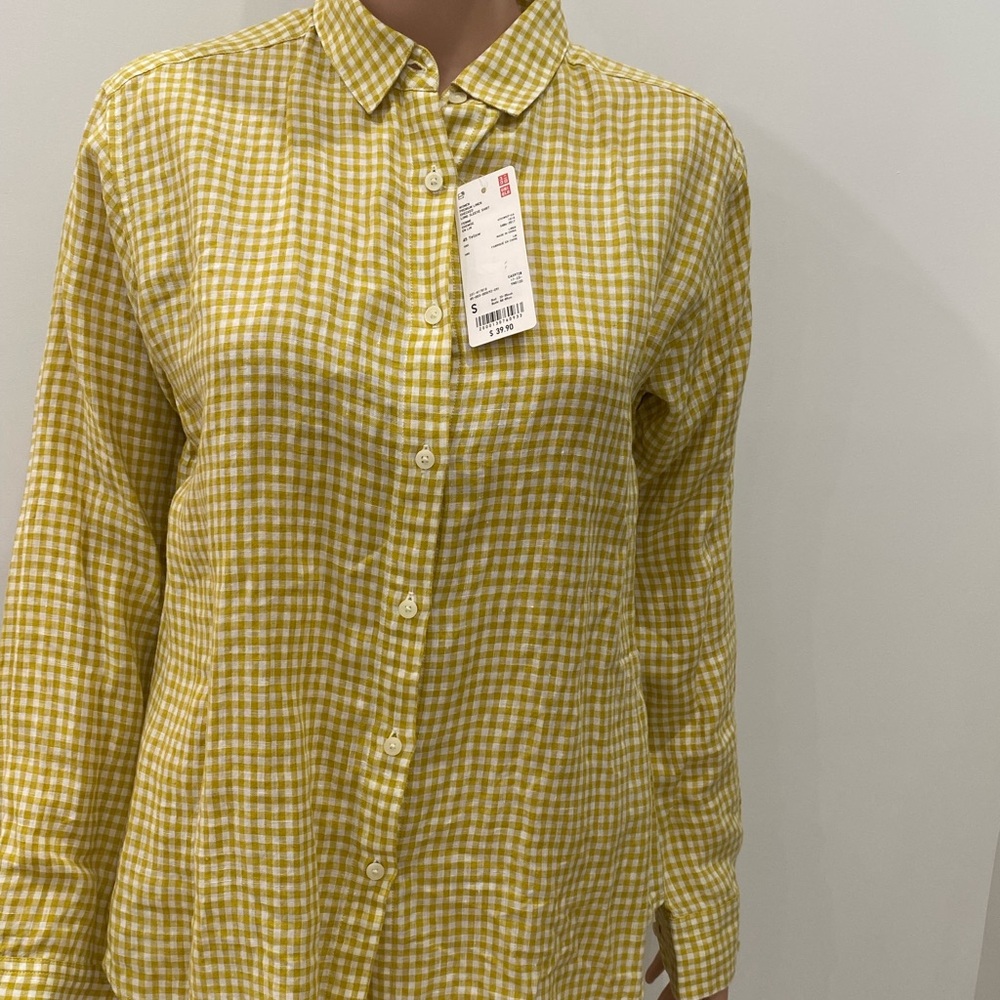 NWT Uniqlo Yellow Linen Shirt